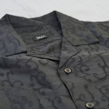 Diva Globe Black Lapel Collar Shirt