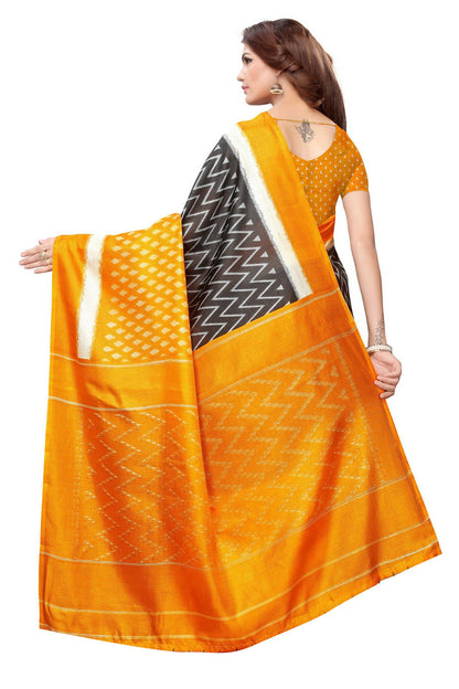 Vamika Mustard Kalamkari With Jhalar Khadi Silk Saree