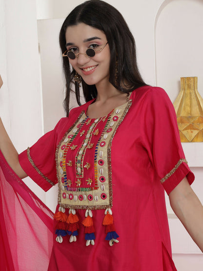 Joban Fashion Pink Kuslin Sharara Suit Set