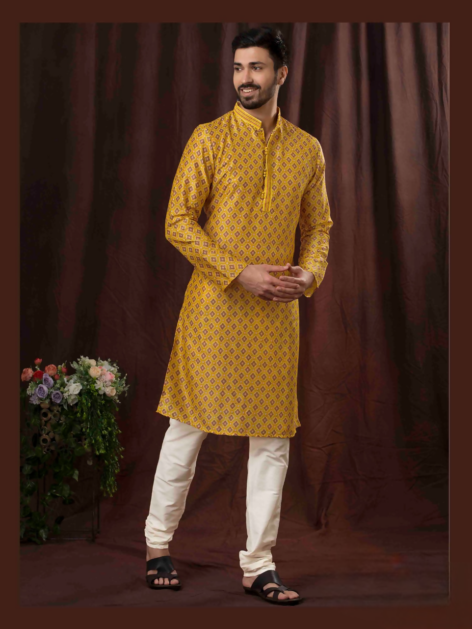 Joban Fashion Musturd Art Silk Digital Print Kurta Pyjama