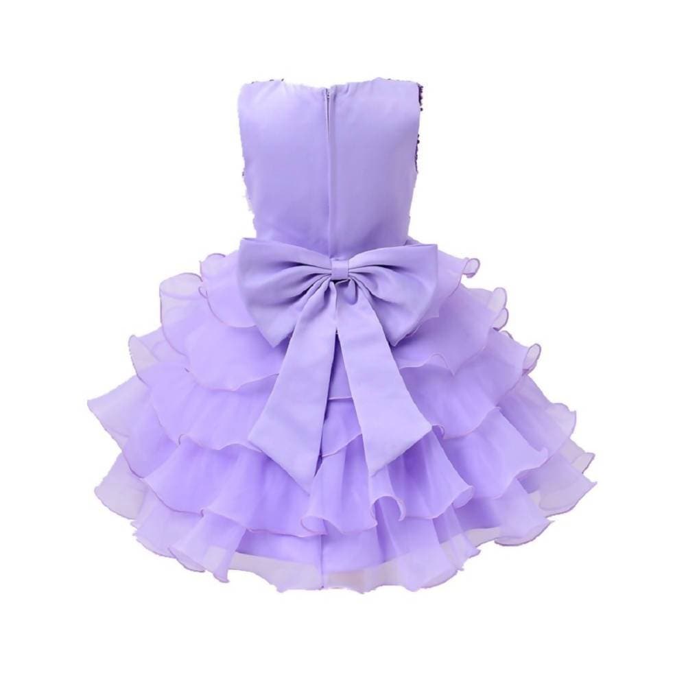 Asmaani Baby Girl's Lavender Color Satin Knee Length Frock (AS-DRESS-22067)