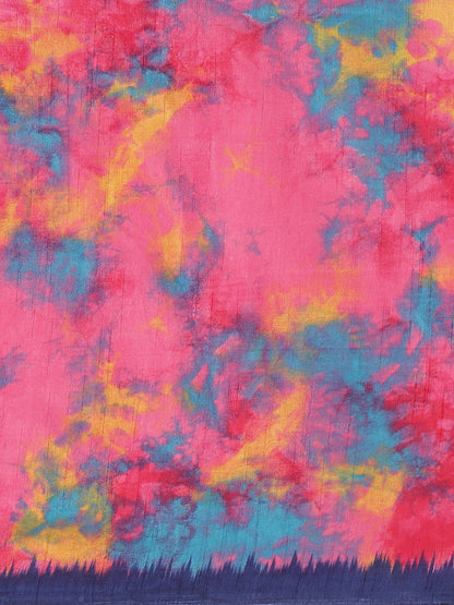 Saree Mall Pink & Blue Dyed Saree