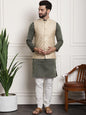 Sojanya Men Green Ethnic Motifs Kurta with Churidar with Nehru Jacket