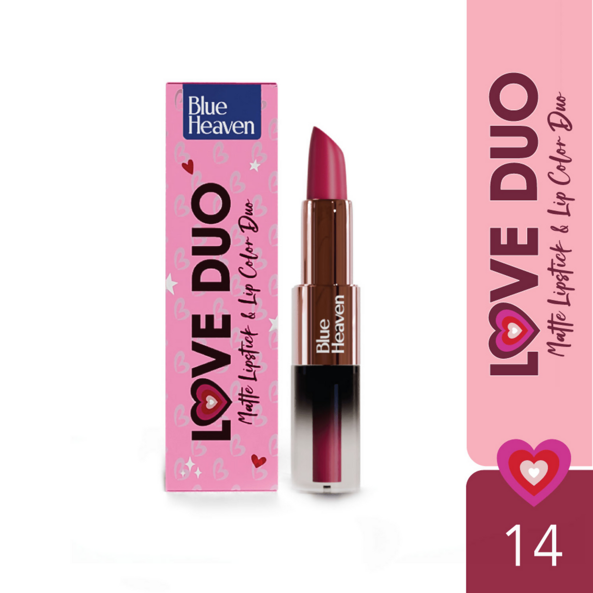 Blue Heaven Love Duo 2 In 1 Dual Sided Lipstick - 14