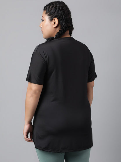 MKH Typography Printed Plus Size Drop Shoulder Sleeves Relaxed Fit Dri-FIT Sports T-shirt