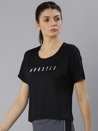MKH Typography Printed Round Neck Crop Sports T-shirt