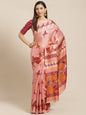 Saree Mall Peach-Coloured & Maroon Warli Print Bhagalpuri Saree