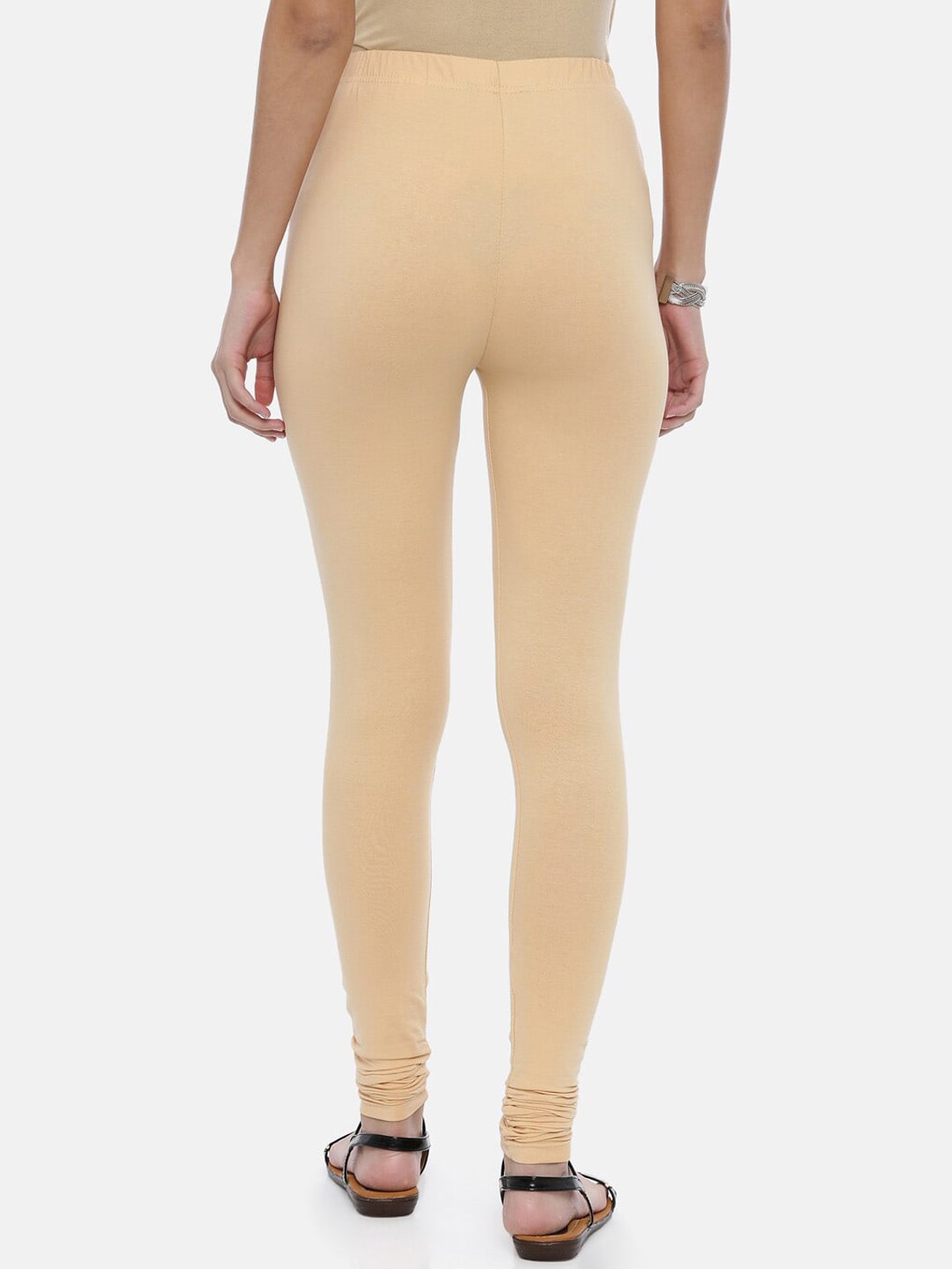Souchii Beige Solid Churidar-Length Leggings