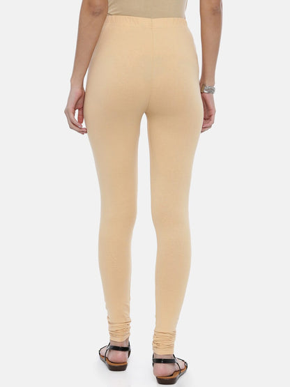 Souchii Beige Solid Churidar-Length Leggings