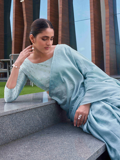 Tikhi Imli Geometric Printed Saree With Tassels