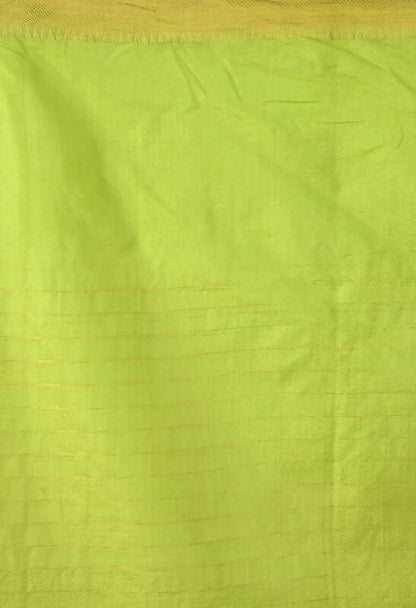 Mominos Fashion Moeza Parrot Green Bhagalpuri Handloom Silk Raj Shree Saree with unstitched Blouse piece