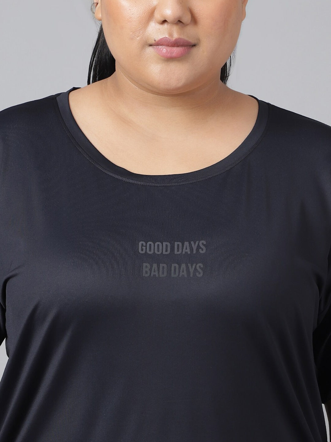 MKH Plus Size Typography Printed Dri-FIT Sports T-Shirt