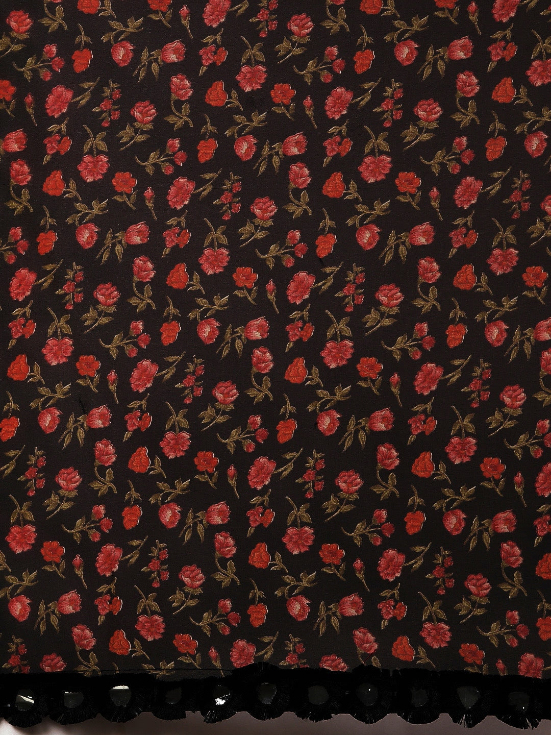 Tikhi Imli Black & Red Poly Georgette Printed Saree
