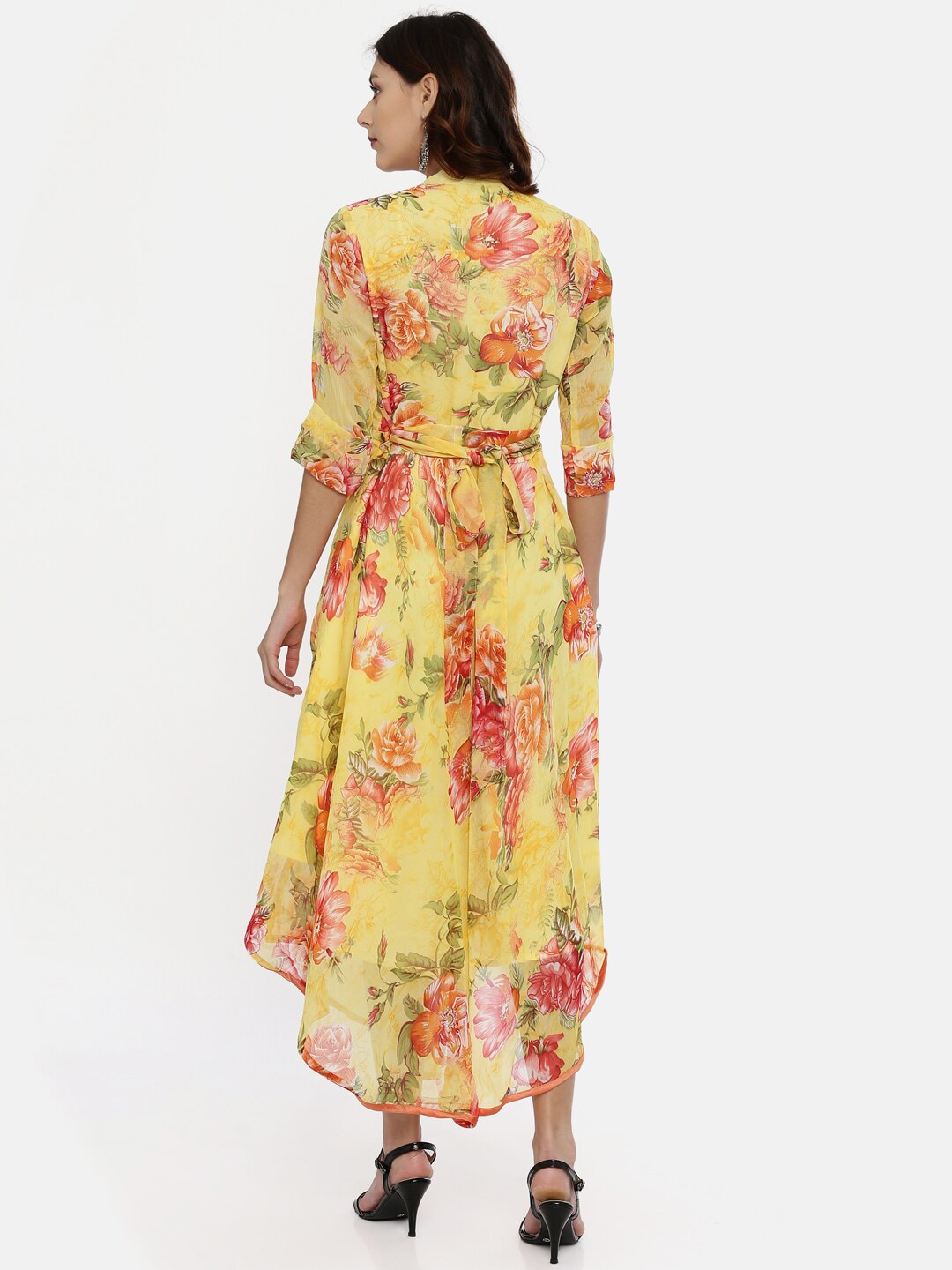 Souchii Yellow Printed Maxi Dress