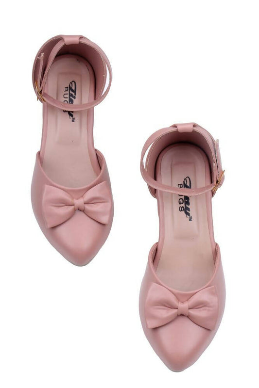 Tiny Bugs Girls Bow Embellished Ballerinas - Peach