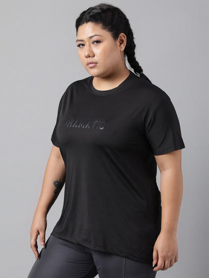 MKH Plus Size Relaxed Fit Typography Printed Dri-Fit Sports T-shirt