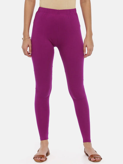 Souchii Purple Solid Slim-Fit Ankle-Length Leggings
