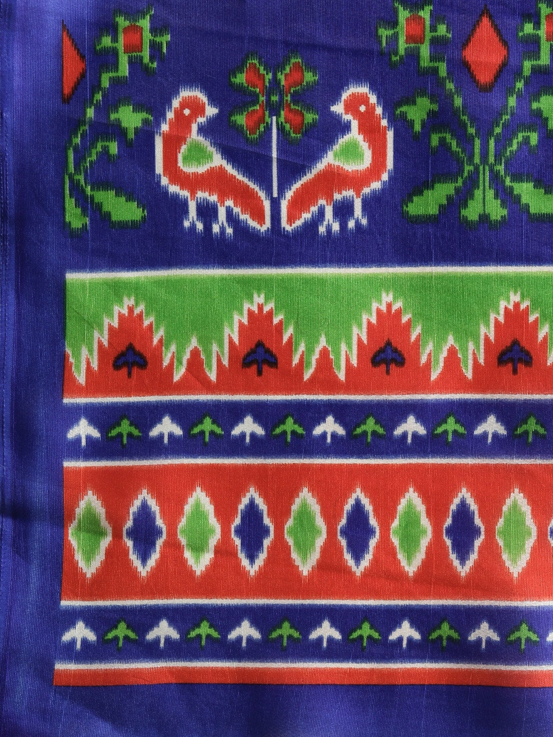 Saree Mall Red & Blue Printed Bhagalpuri Saree