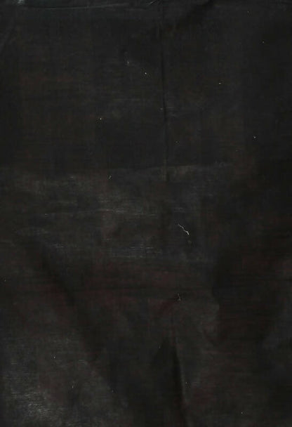 Mominos Fashion Moeza Gajari & Black Bhagalpuri Handloom Ikat Pure Cotton Saree with unstitched Blouse piece