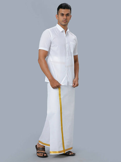 Ramraj Cotton Mens Half Sleeve Formal 100 % Cotton White Shirt