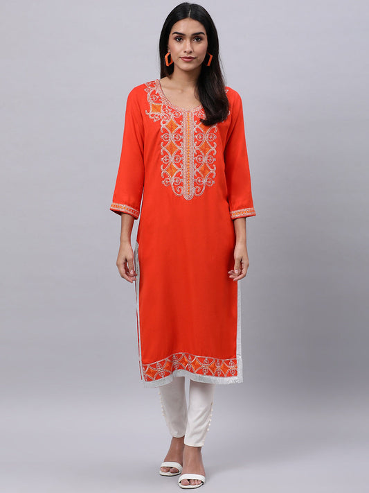 Souchii Women Ethnic Motifs Yoke Design Thread Work Beautiful Kurta