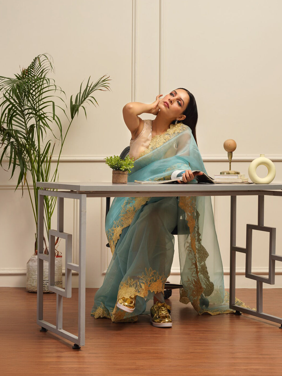Tikhi Imli Embroidered Organza Heavy Work Saree