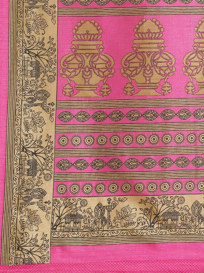 Saree Mall Pink & Beige Printed Saree