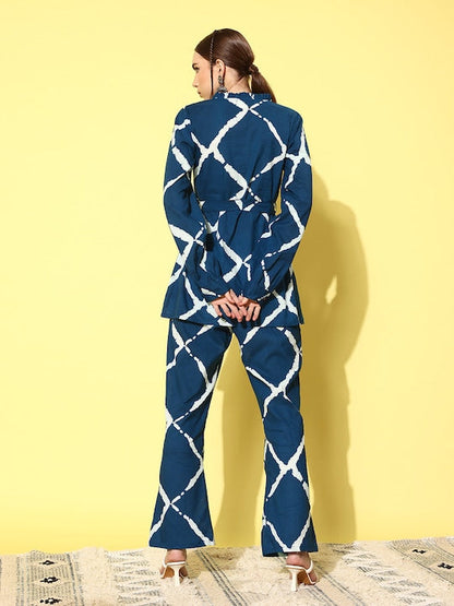 InWeave Women's Indigo Criss Cross Belted Coord Set