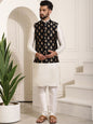 Sojanya Band Collar Straight Kurta & Churidar with Nehru jacket