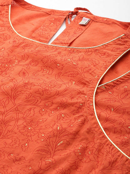Ahalyaa Women's Traditional wear Kurta Set - Orange