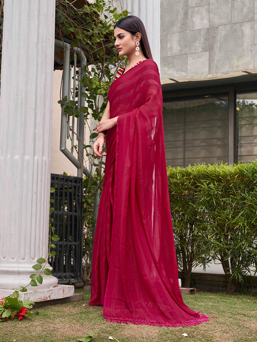 Tikhi Imli Striped Satin Ready to Wear Saree