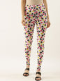 Souchii White & Pink Floral Printed Ankle-Length Leggings