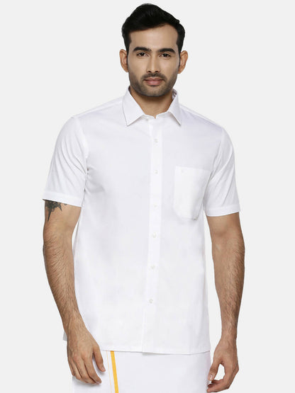 Ramraj Cotton Mens Half Sleeve Formal 100% Cotton White Shirt