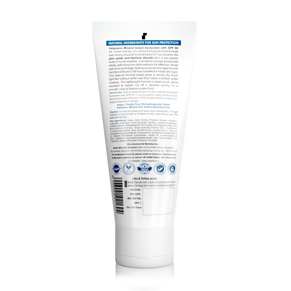 Volamena Mineral Based Sunscreen Gel Ultra Matte SPF 60 PA++