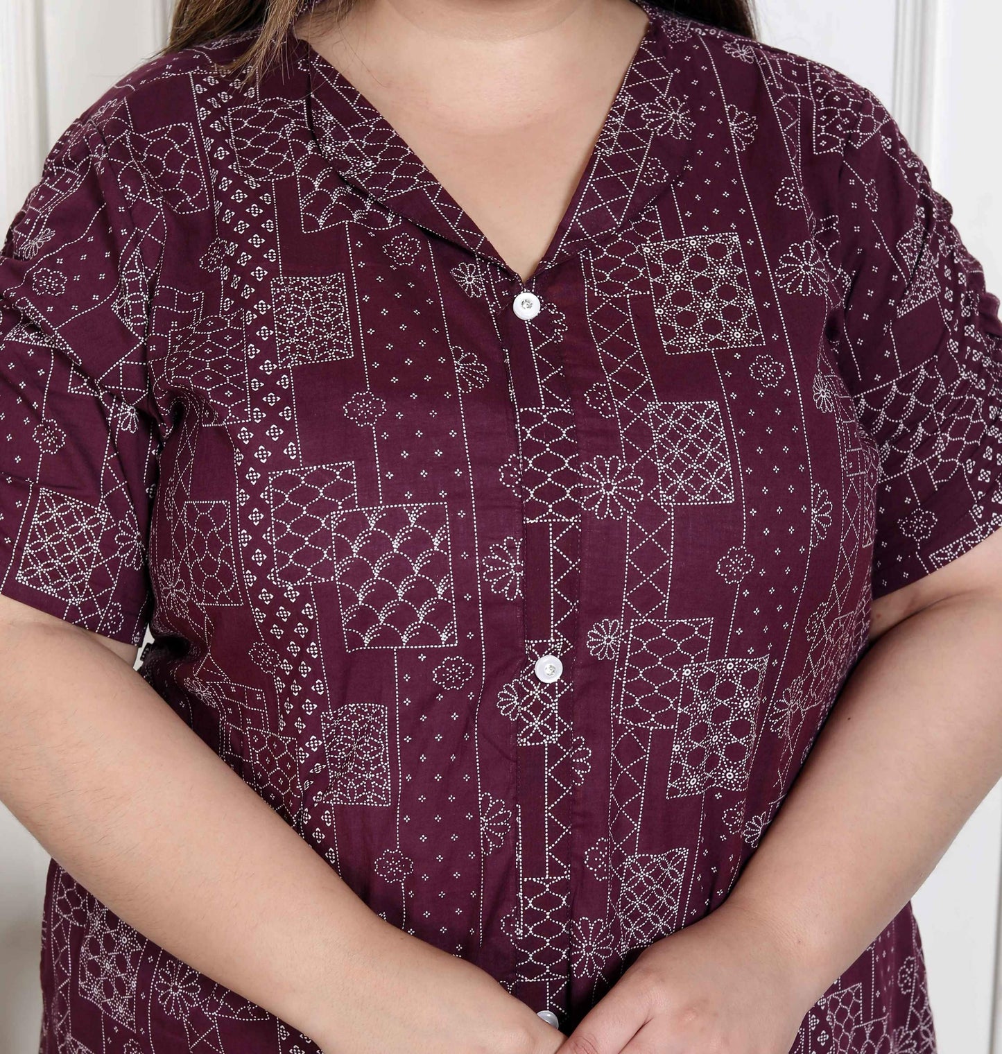 Miravan Women's Plus Size Wine Mandarin Neck Floral Printed A-Line Party wear Kurta