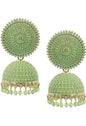 Mominos Fashion Joharkamal Gold-Polished Meenakari Jhumkas For Women & Girls (Pista Green)