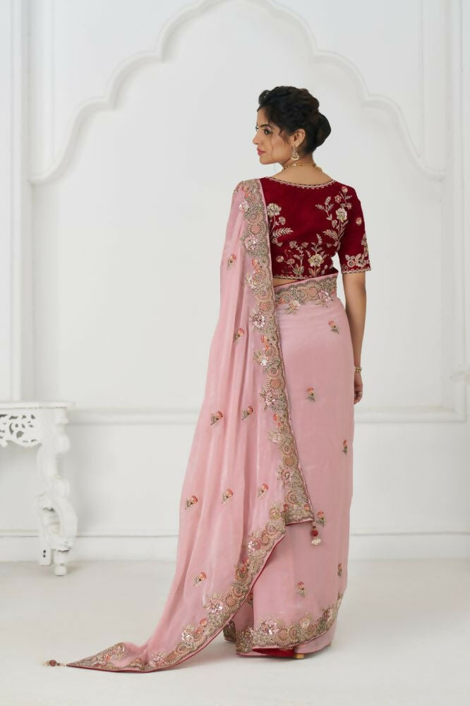 Kesar Fab Graceful Pink Zari And Sequins On Rich Fendi Silk Saree