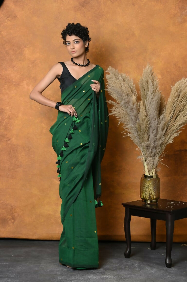 Very Much Indian Pure Mul Cotton Handloom Saree - Green