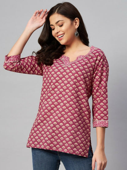 Miravan Women's Floral Printed Pure Cotton Kurti