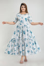 Vamika White and Blue Rayon Printed Kurti