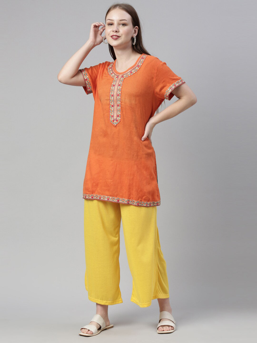 Souchii Women Yellow Knitted Palazzos