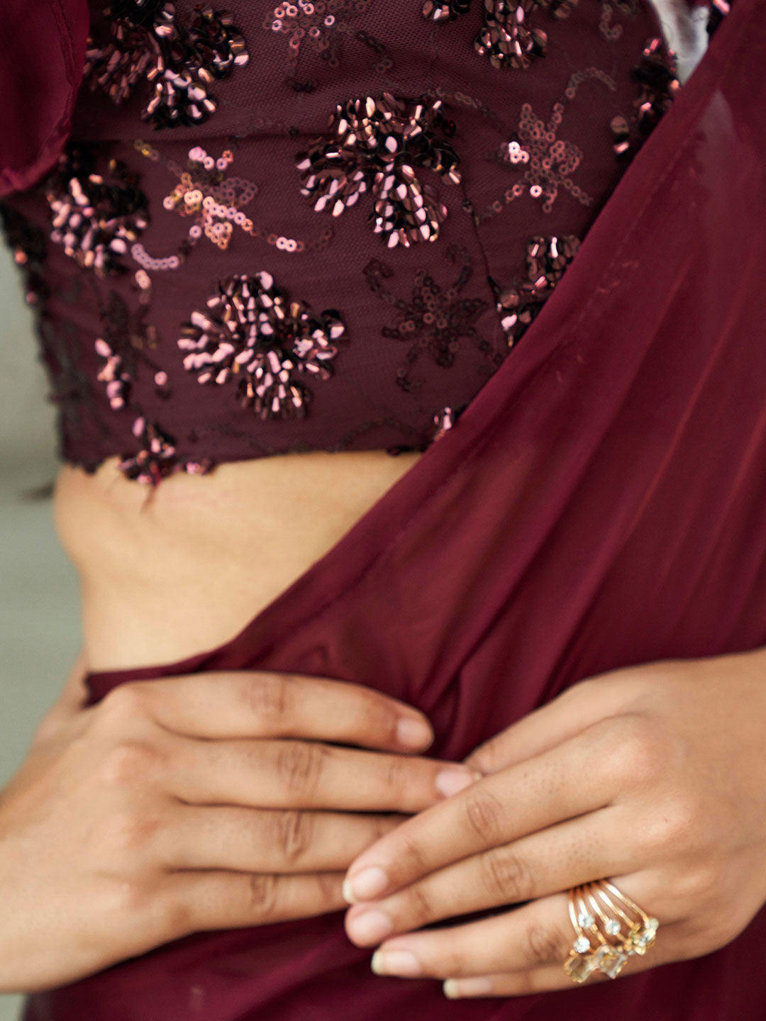 Tikhi Imli Solid Satin Saree