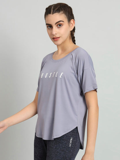 MKH Typography Printed Drop Shoulder Sleeves Dri-Fit Relaxed Fit T-shirt