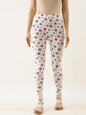 Souchii White & Grey Printed Slim-Fit Ankle-Length Leggings