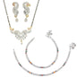 AanyaCentric Gold-Polished Mangalsutra Pendant Earring Set & Silver Plated Anklet