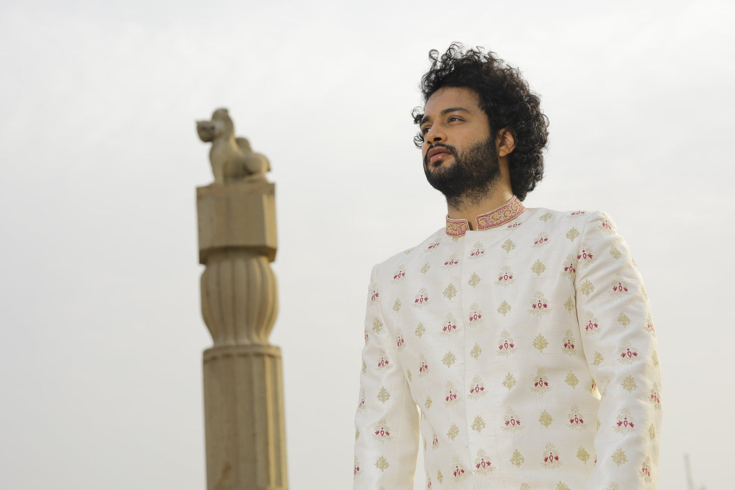 Irenic White Designer Sherwani by Hilo Design