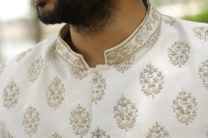 Iysian-Silver Designer Sherwani by Hilo Design