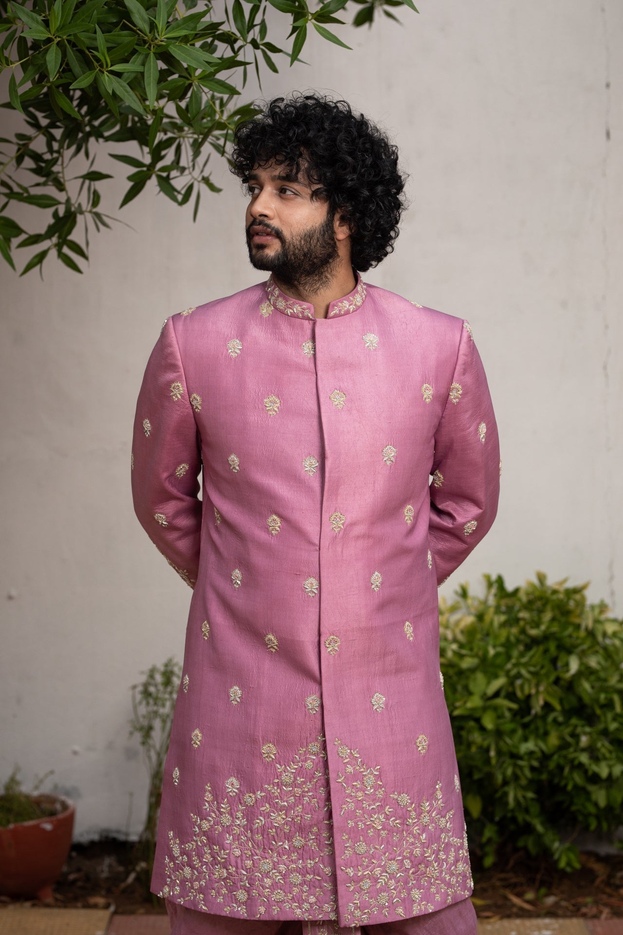 Purple Designer Sherwani by Hilo Design