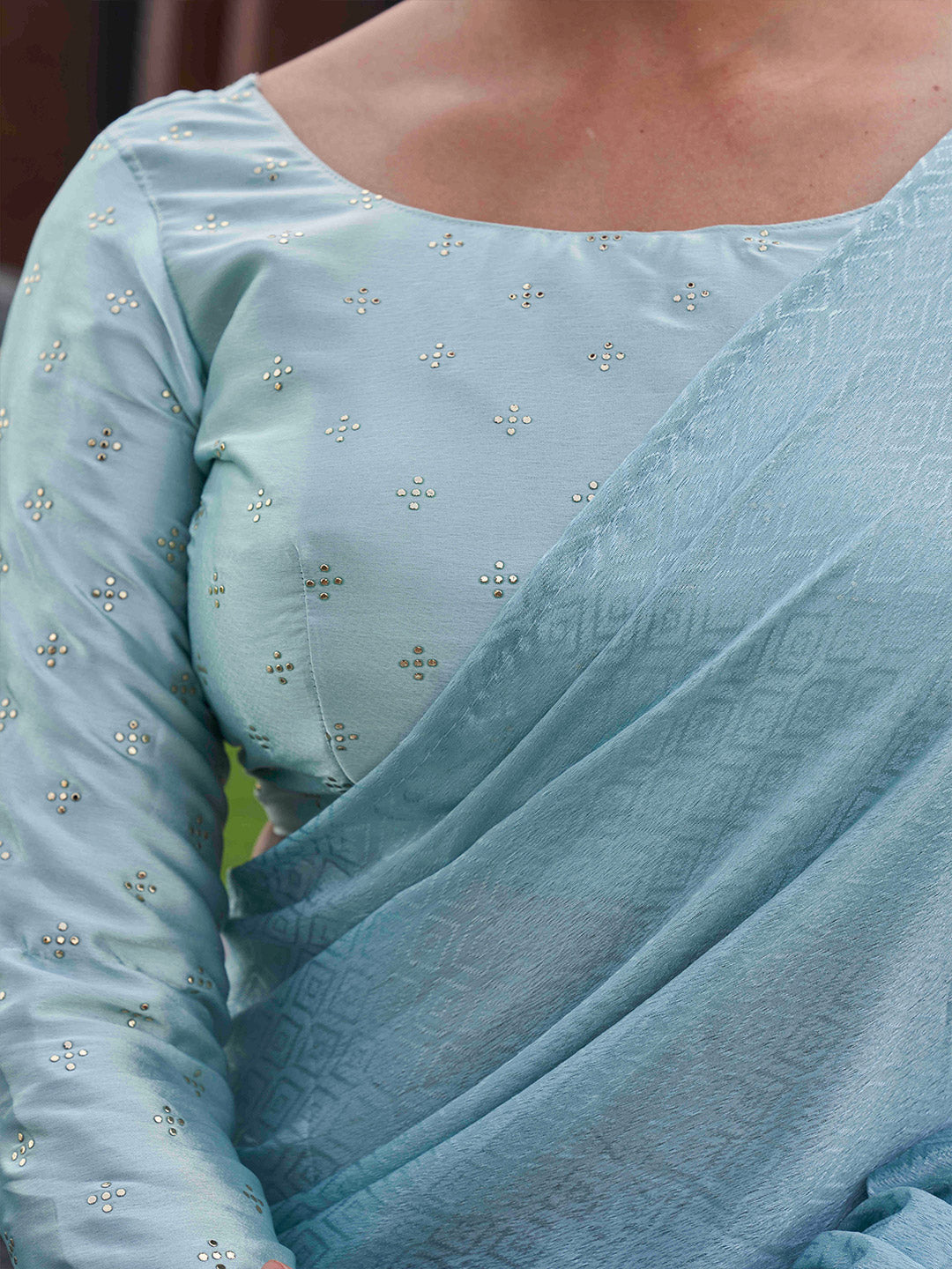 Tikhi Imli Geometric Printed Saree With Tassels