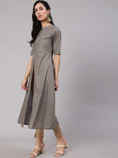 Aks Ethnic Motifs Printed High Slit Fusion Kurta